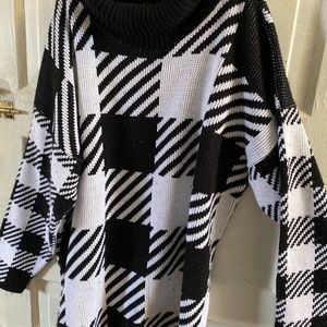 VINTAGE blk&wht colorblock sweater  dress